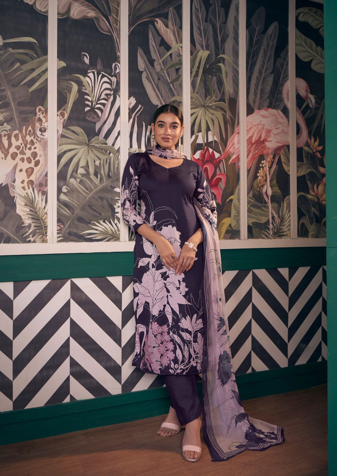 Zara Heavy Jam Satin Digital Printed Dress Material Wholesale Clothing Suppliers In India